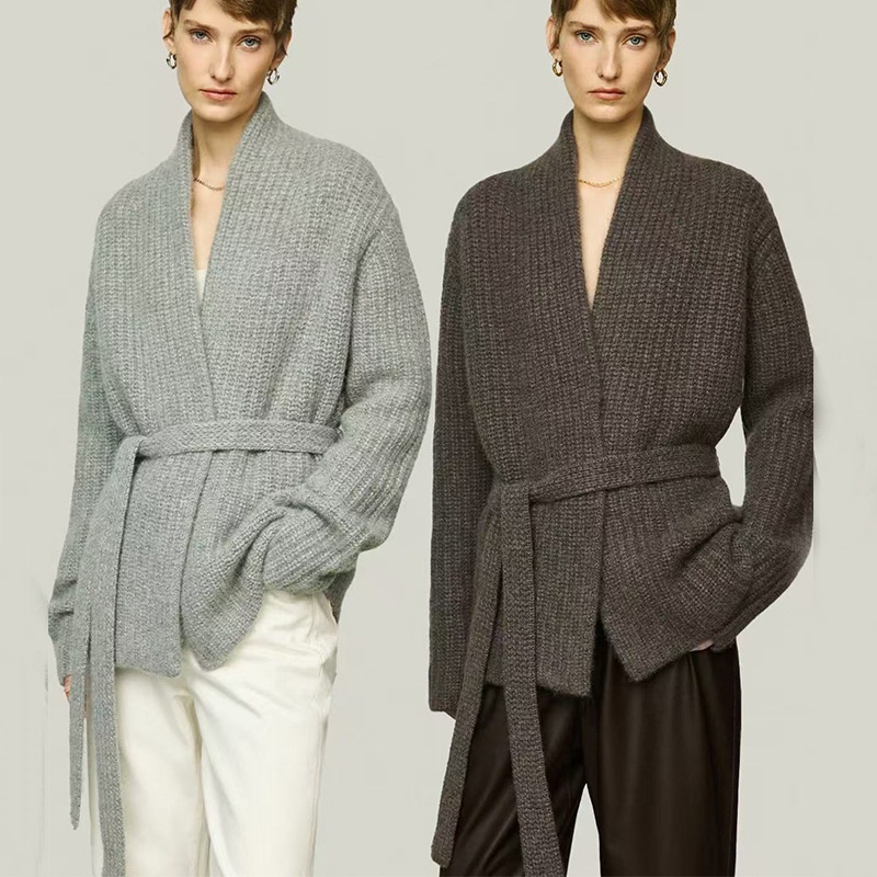 GraceChic GraceChic GraceChic Automne Hiver Nouveau Gilet court style peignoir en laine de yak épaisse ROW pour femme_voghion.com