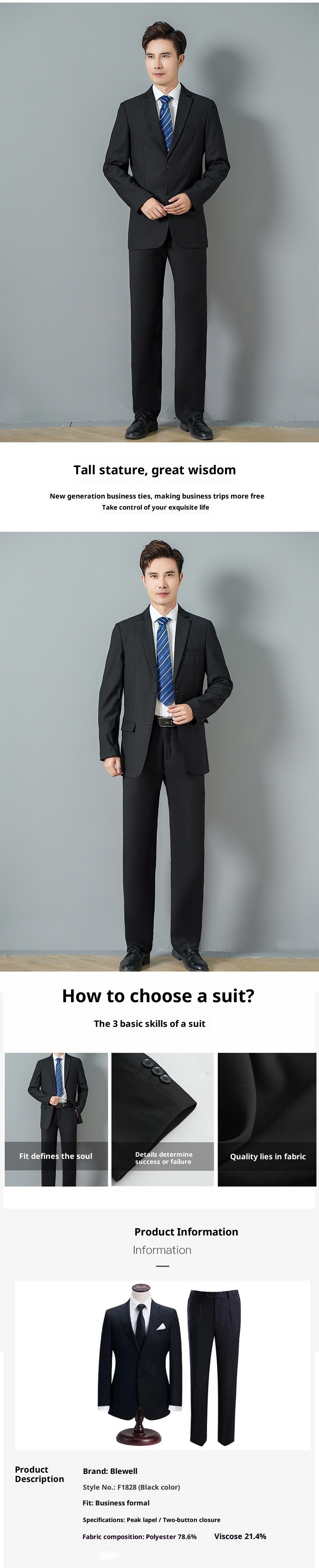 Costume sur mesure pour jeune homme de grande taille, idéal pour les jeunes professionnels. Costume de mariage pour marié, modèle 1828._voghion.com