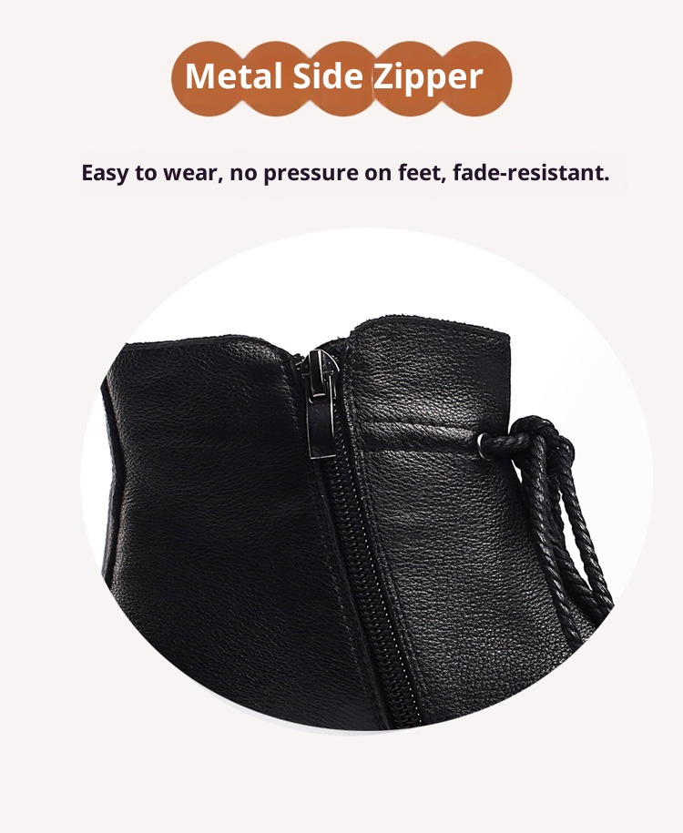 ShoeVault Warm Short For Women Genuine Leather New Wedge Side Zipper Round Toe Retro Shoe Non-Slip Height Increaing Women'_voghion.com