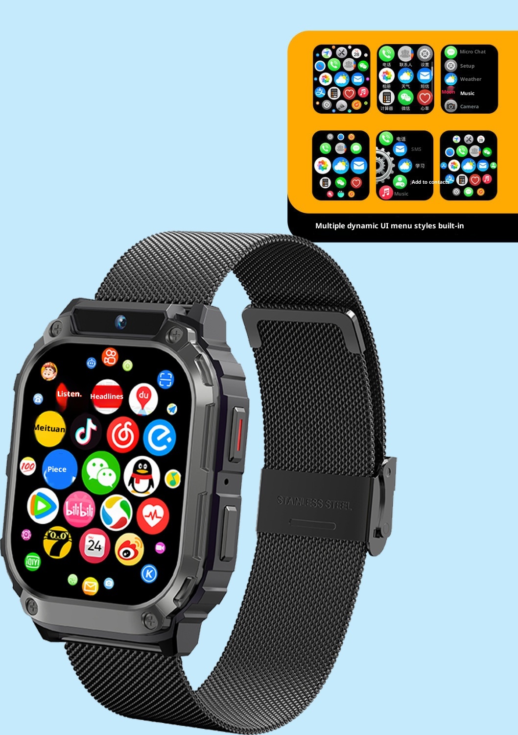 Smart Card Phone Watch Bracelet Titanium Metal Large Screen Full Network 5G Heart Rate Pressure Blood Oxygen NFC_voghion.com