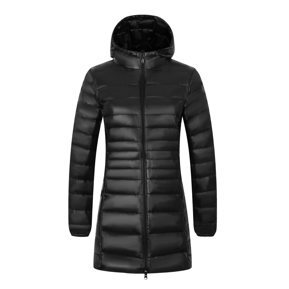 ChicShe Cross-Border New Korean Style Down Jacket For Women, Lightweight Slim Fit Plus Size Hooded Mid-Length Coat Manufacturer_voghion.com