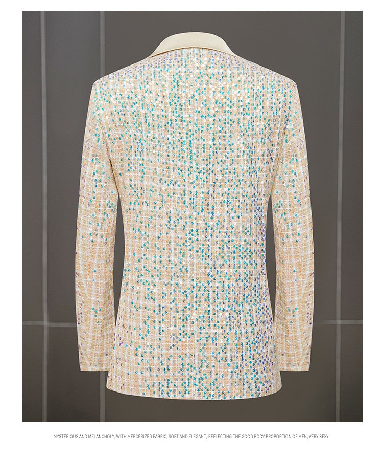 1 Giacca da abito Costume da cantante maschile Ospite di banchetto Abbigliamento formale Spettacolo teatrale Coro Pantaloni aderenti Color Block_voghion.com