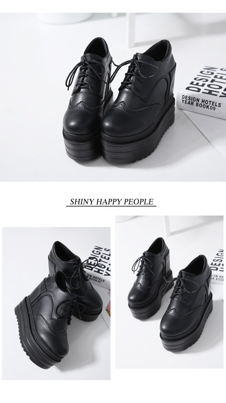 ShoeVault 558-12 Ultra High Heel Wedge Short 13CM Waterproof Platform Lace-Up Martin Height Increasing Women's Winter Boots_voghion.com