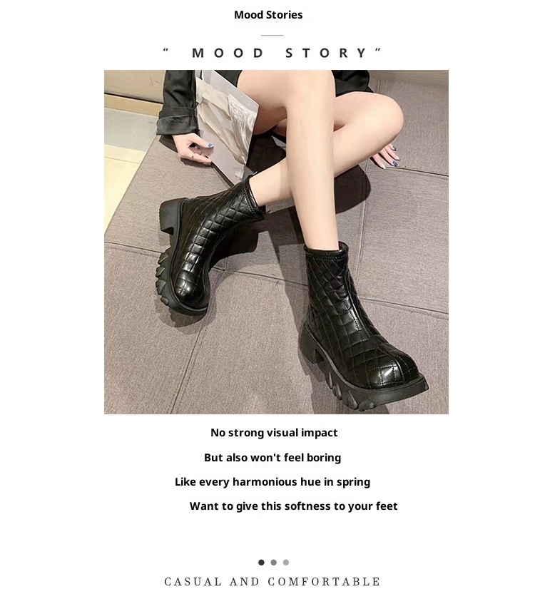 ShoeVault 2025 Autumn Winter Women's Martin Foam Thick Sole Down Quilted Slim Cigarette Short Boots Cross-Border European And_voghion.com