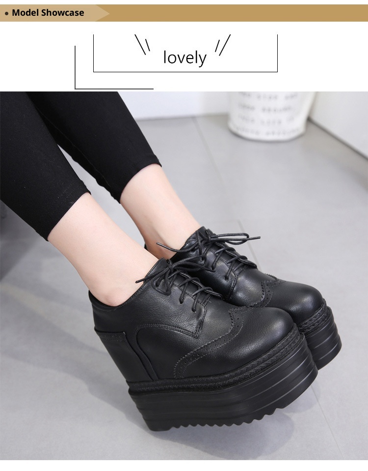 ShoeVault 558-12 Ultra High Heel Wedge Short 13CM Waterproof Platform Lace-Up Martin Height Increasing Women's Winter Boots_voghion.com
