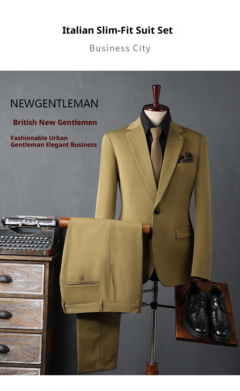 boy Casual Set Men Groom Wedding Business Slim Fit Suit For Work Interview Professional Formal Wear Men's Clothing_voghion.com