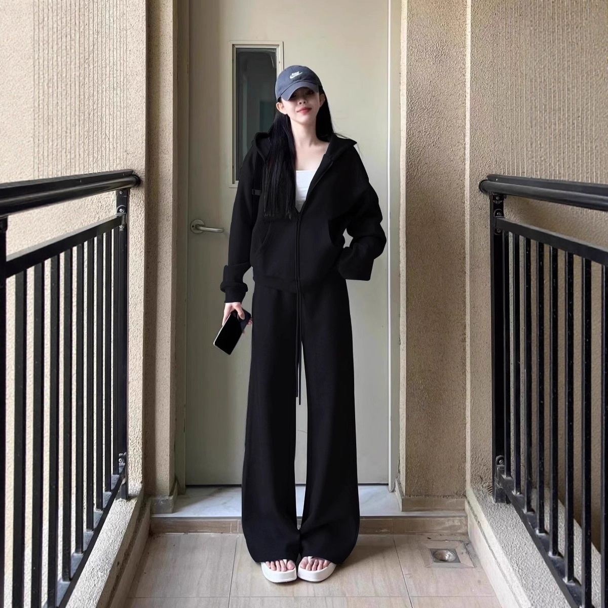 001 Dames sportkledingset herfst nieuwe Koreaanse stijl losse afslankende mode sweatshirt casual tweedelig hardlooptrend_voghion.com