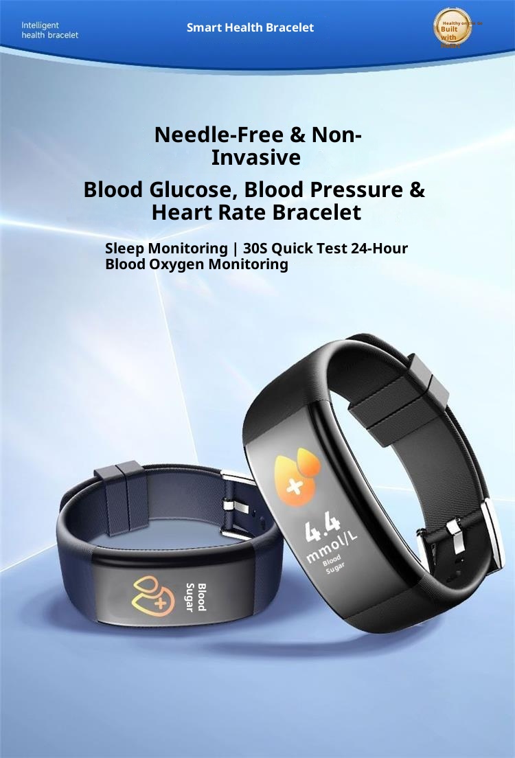 Fully Automatic Non-Invasive Watch Pressure Oxygen Heart Rate Smart No-Needle Blood Glucose Meter Color Screen Bracelet_voghion.com
