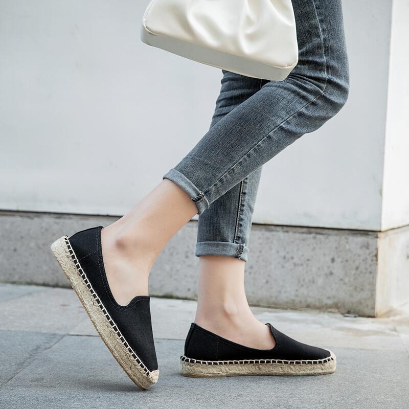 Women's Fisherman Shoes Thick Sole Low Top Canvas Espadrilles Spring Summer New Slip-On Comfortable Simple Loafers_voghion.com