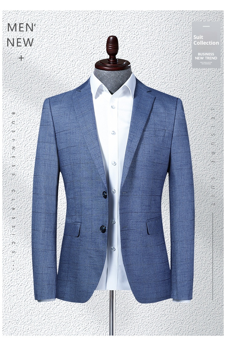 1 Laisibert Primavera Autunno Plaid Stile Coreano Slim Fit Piccolo Abito Uomo Casual Giacca Blu_voghion.com