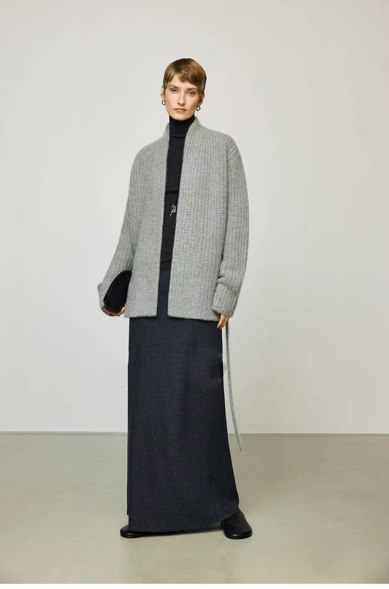 GraceChic GraceChic GraceChic Automne Hiver Nouveau Gilet court style peignoir en laine de yak épaisse ROW pour femme_voghion.com