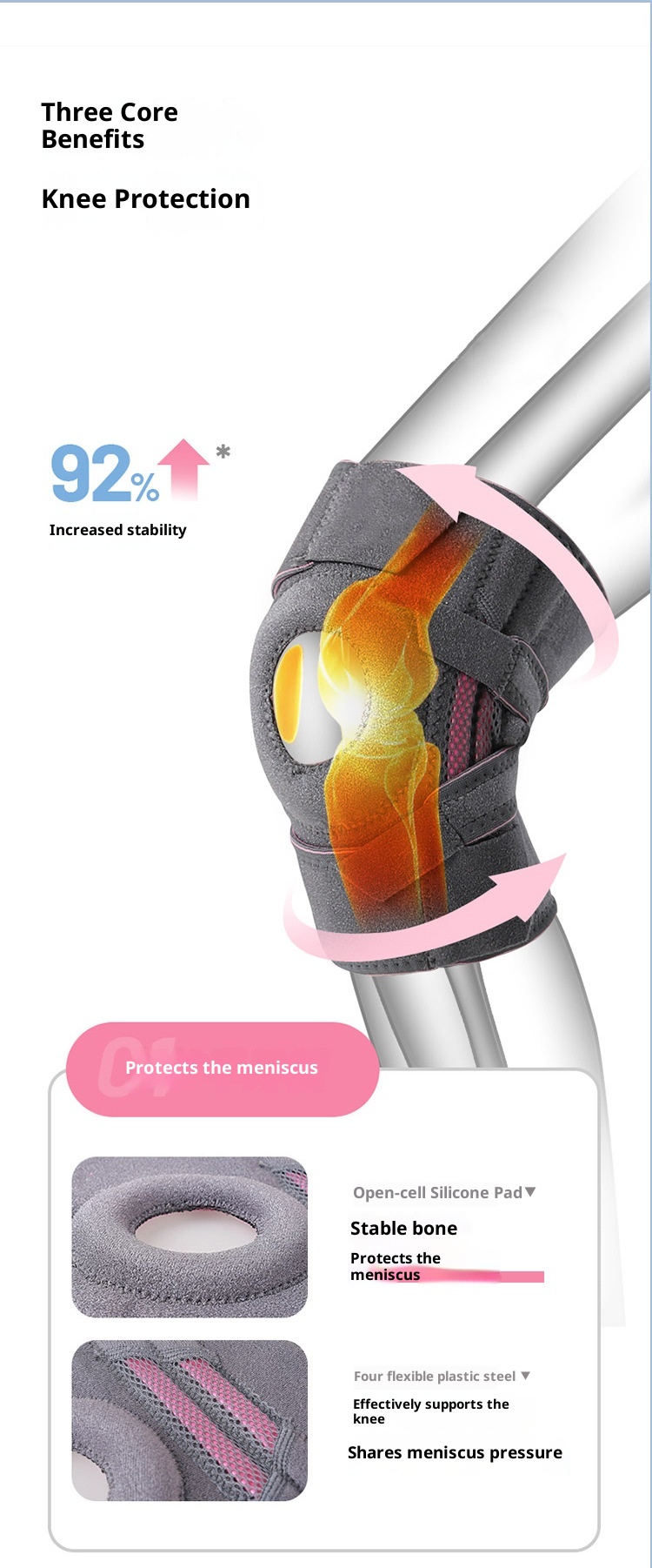 ActiveGo ActiveGo Sports Meniscus Brace Professional Patella Strap Joint Sleeve For Cycling Climbing Men And Women Running Mountaineering_voghion.com