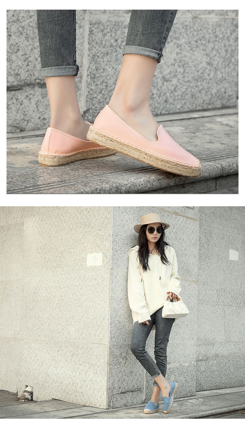 Women's Fisherman Shoes Thick Sole Low Top Canvas Espadrilles Spring Summer New Slip-On Comfortable Simple Loafers_voghion.com