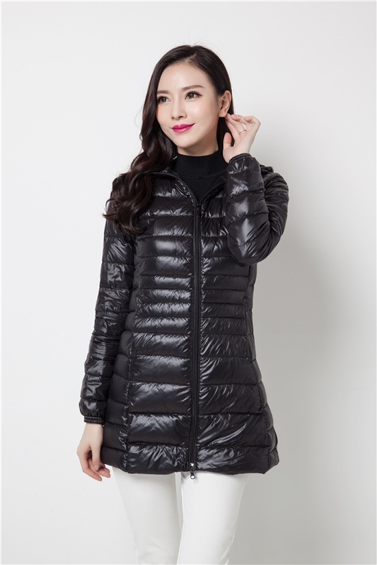 ChicShe Cross-Border New Korean Style Down Jacket For Women, Lightweight Slim Fit Plus Size Hooded Mid-Length Coat Manufacturer_voghion.com