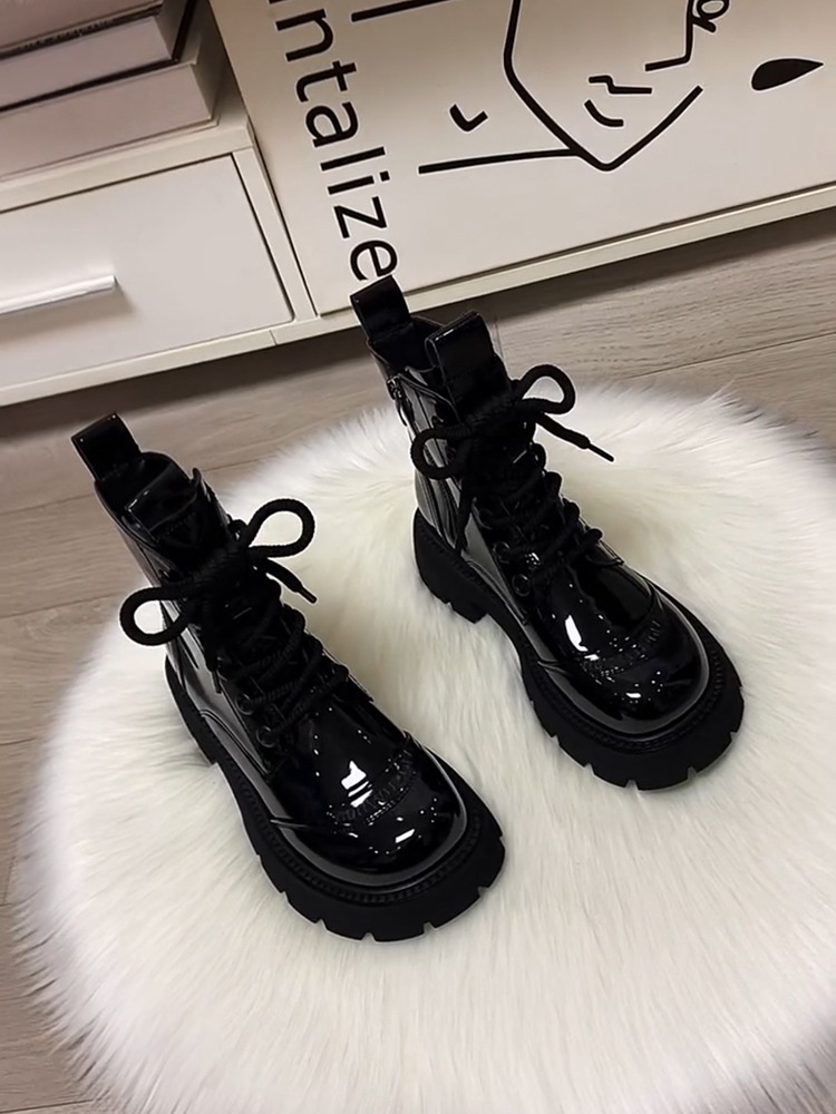 ShoeVault Martin originali con suola spessa da donna, stivali di lana in stile britannico, scarpe da donna in cotone calde alla moda per autunno inverno,_voghion.com