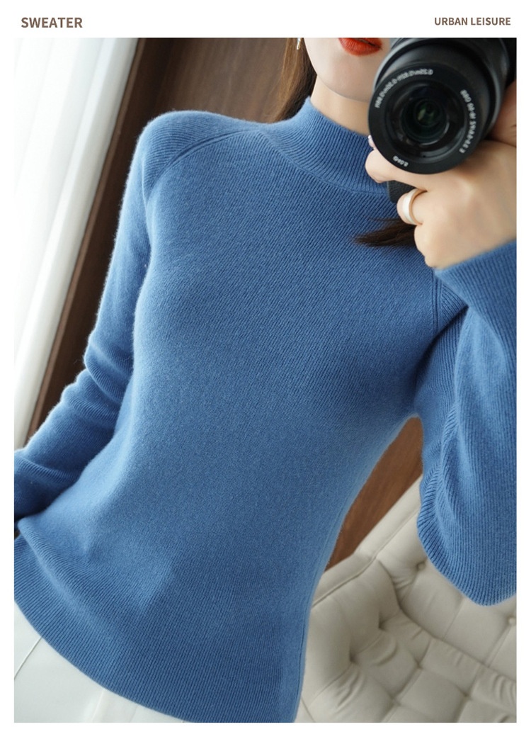 GraceChic GraceChic GraceChic Autunno Inverno Mezza Dolcevita Per Donna 2021 Nuova Maglia Base In Lana Manica Lunga Pullov Vestibilità Slim Maglia Spessa_voghion.com