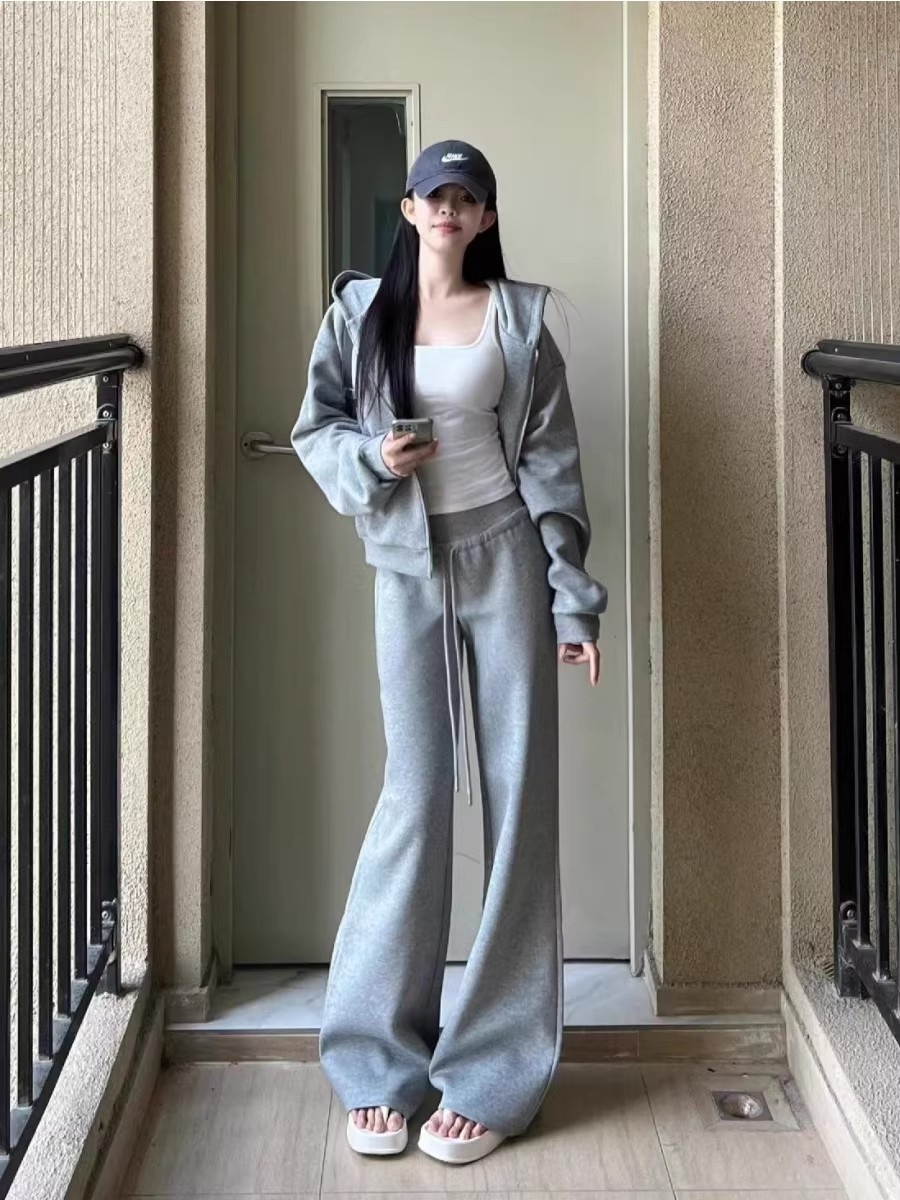001 Dames sportkledingset herfst nieuwe Koreaanse stijl losse afslankende mode sweatshirt casual tweedelig hardlooptrend_voghion.com