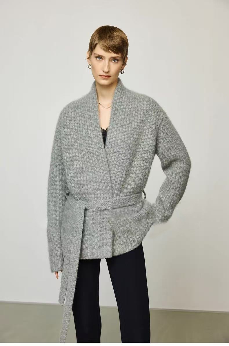 GraceChic GraceChic GraceChic Automne Hiver Nouveau Gilet court style peignoir en laine de yak épaisse ROW pour femme_voghion.com