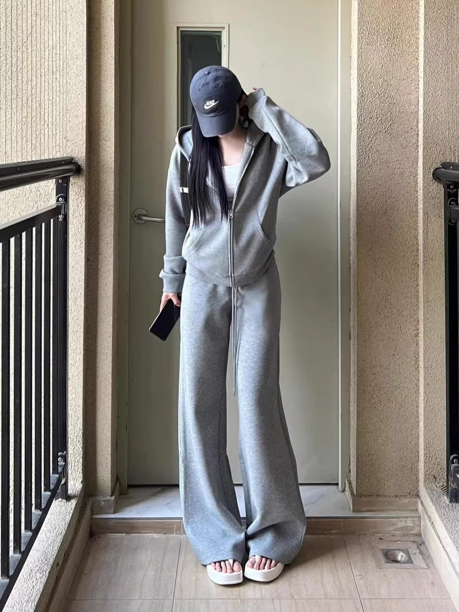 001 Dames sportkledingset herfst nieuwe Koreaanse stijl losse afslankende mode sweatshirt casual tweedelig hardlooptrend_voghion.com