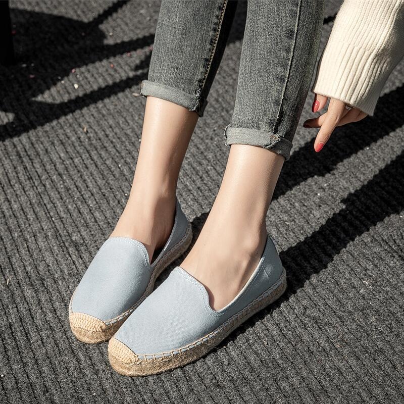 Women's Fisherman Shoes Thick Sole Low Top Canvas Espadrilles Spring Summer New Slip-On Comfortable Simple Loafers_voghion.com