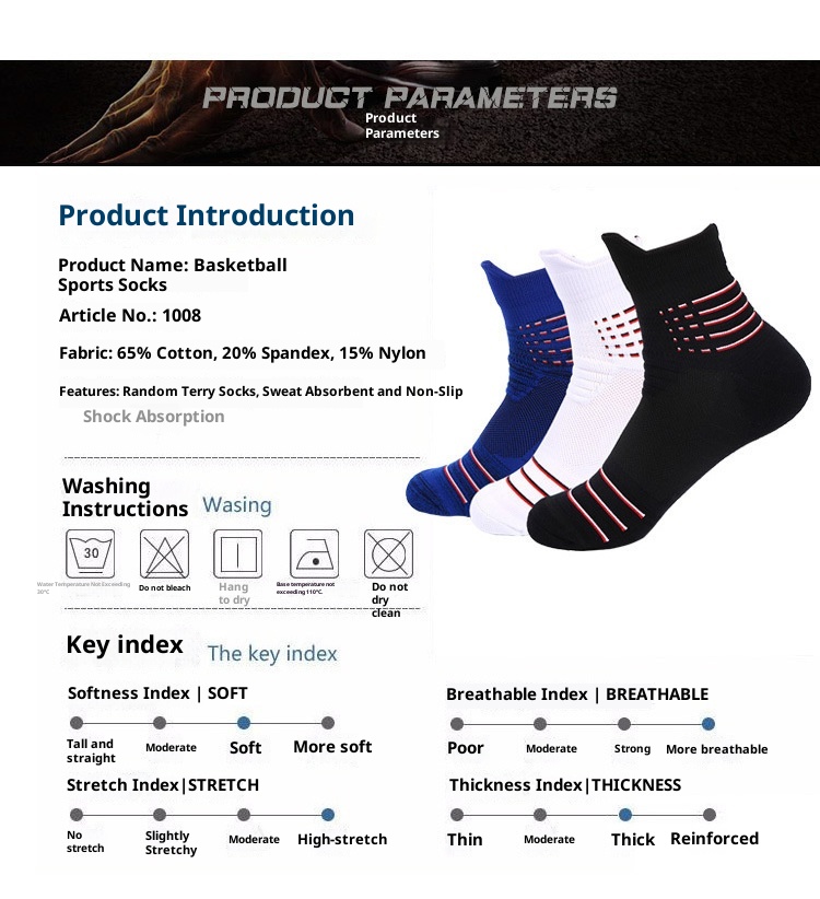 Chaussettes de sport ActiveGo pour homme, respirantes, en tissu éponge épais et rembourrées, idéales pour la course, le basketball, le cyclisme et la randonnée._voghion.com