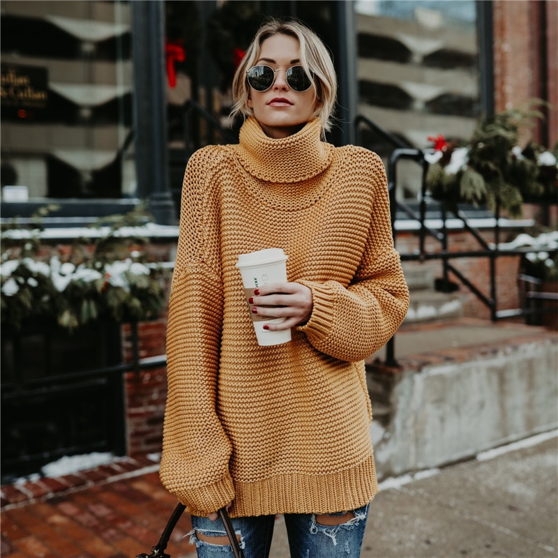 GraceChic GraceChic GraceChic 2025 Autumn Winter Hot-Selling Knitted Solid Color Plus Size OL Commuting Turtleneck Sweater Women's Fashion_ecoleips.com