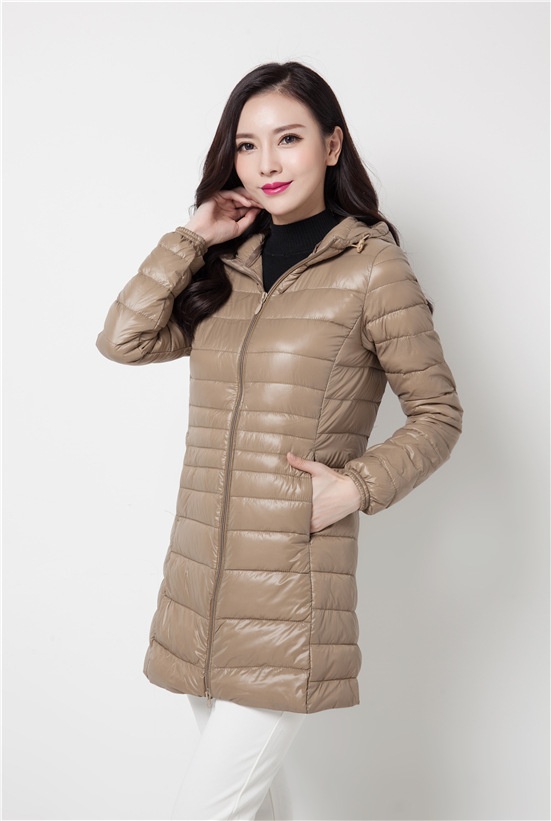 ChicShe Cross-Border New Korean Style Down Jacket For Women, Lightweight Slim Fit Plus Size Hooded Mid-Length Coat Manufacturer_voghion.com