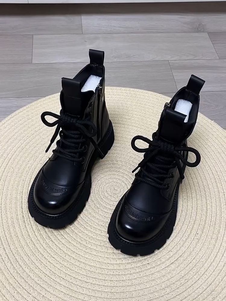 ShoeVault Martin originali con suola spessa da donna, stivali di lana in stile britannico, scarpe da donna in cotone calde alla moda per autunno inverno,_voghion.com