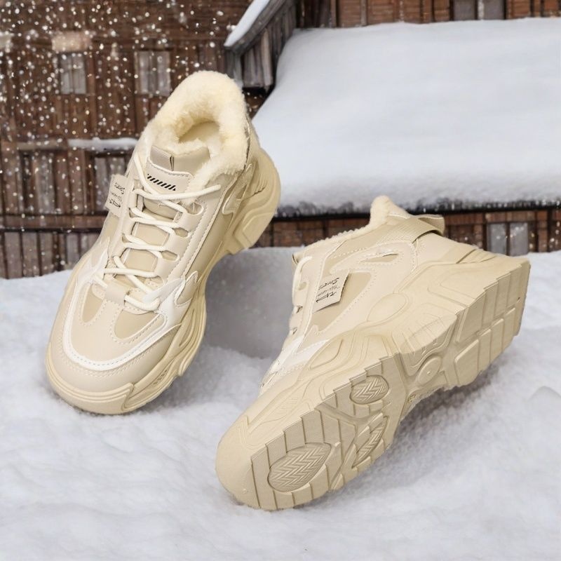 ShoeGlobe Winter Neue Damen Bequeme, ermüdungsfreie Baumwollschuhe mit Fleecefutter, kältebeständig, rutschfest, modisch, trendig, warm und sportlich_voghion.com