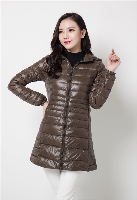 ChicShe Cross-Border New Korean Style Down Jacket For Women, Lightweight Slim Fit Plus Size Hooded Mid-Length Coat Manufacturer_voghion.com