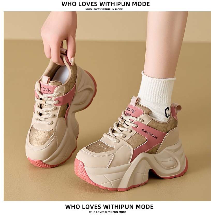 ShoeGlobe High-End Stijl Outdoor 2024 Herfst Winter Nieuwe Dikke Zolen Hoogte Verhogende Dad Sneakers Voor Vrouwen Casual Echt_voghion.com