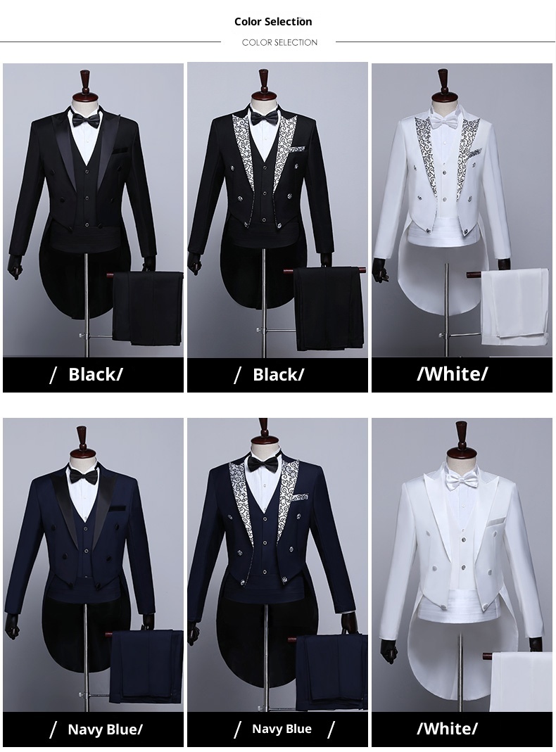 ragazzo Frac in tessuto di raso Abito da uomo Slim Fit Abbigliamento formale Ospite dell'incontro annuale Costume da coro di danza jazz magica_voghion.com