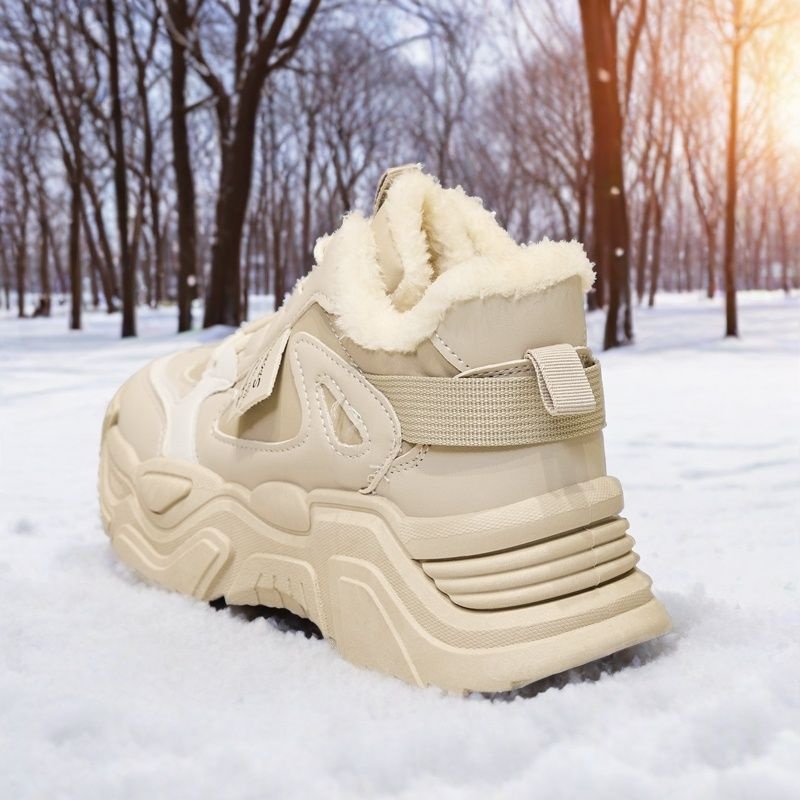 ShoeGlobe Winter Neue Damen Bequeme, ermüdungsfreie Baumwollschuhe mit Fleecefutter, kältebeständig, rutschfest, modisch, trendig, warm und sportlich_voghion.com