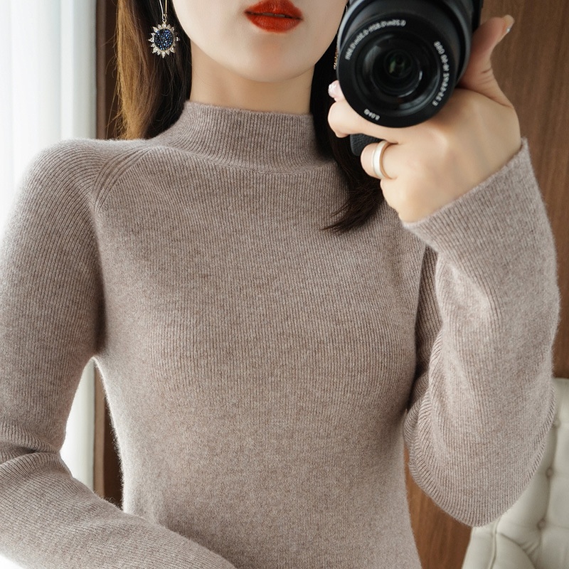 GraceChic GraceChic GraceChic Autunno Inverno Mezza Dolcevita Per Donna 2021 Nuova Maglia Base In Lana Manica Lunga Pullov Vestibilità Slim Maglia Spessa_voghion.com