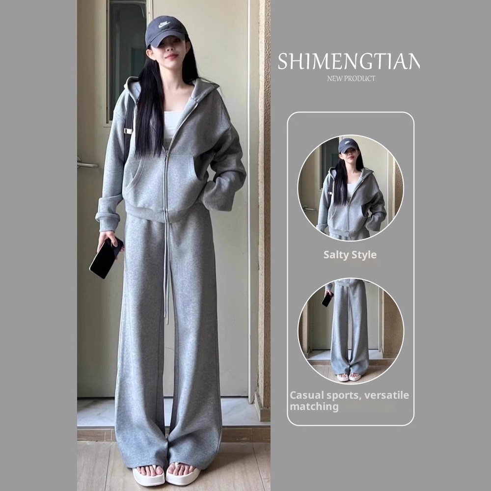 001 Dames sportkledingset herfst nieuwe Koreaanse stijl losse afslankende mode sweatshirt casual tweedelig hardlooptrend_voghion.com