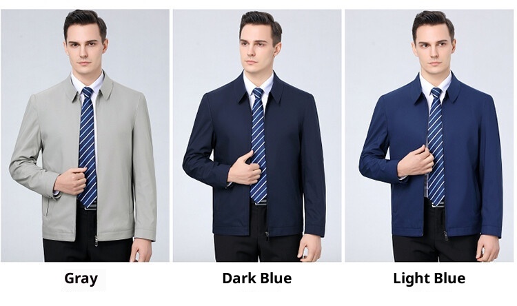 1 Giacca da uomo di mezza età di alta qualità, modello da papà, autunno 2025, nuova giacca casual da lavoro, tinta unita, con cerniera, da uomo_voghion.com