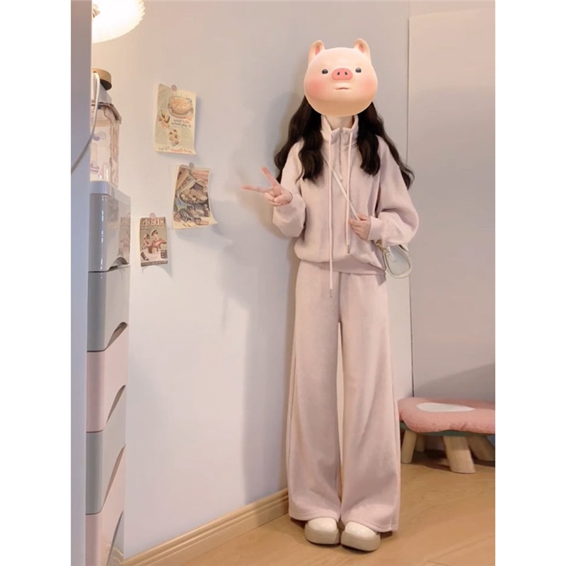 001 Koreaanse stijl meisje casual sportpak vrouwen lente en herfst high-end losse jeugdige mode sweatshirt petite tweedelig_voghion.com