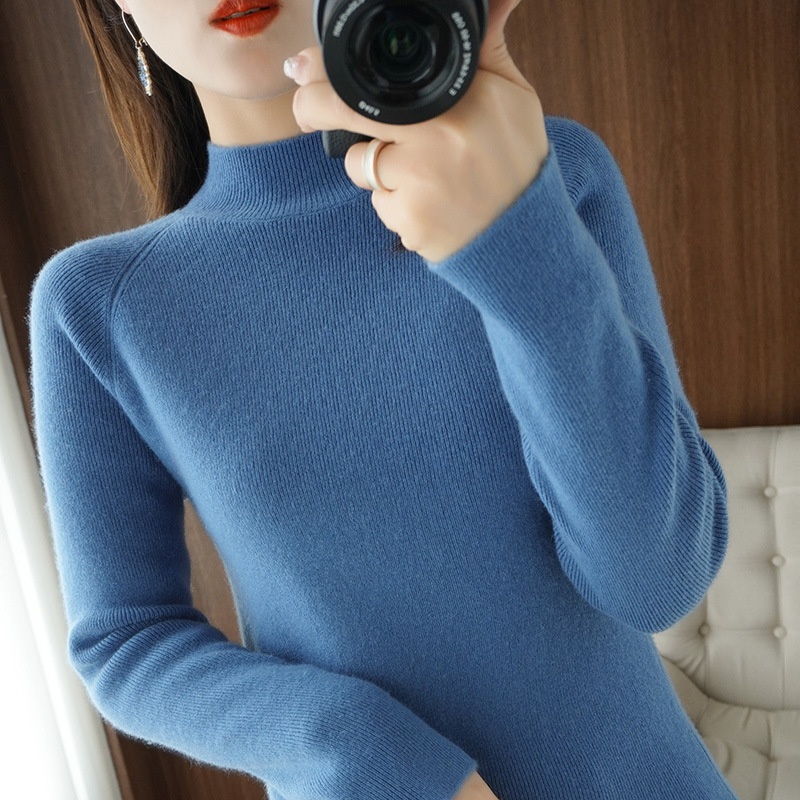 GraceChic GraceChic GraceChic Autunno Inverno Mezza Dolcevita Per Donna 2021 Nuova Maglia Base In Lana Manica Lunga Pullov Vestibilità Slim Maglia Spessa_voghion.com