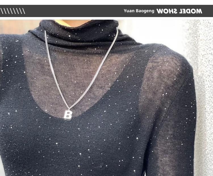 GraceChic GraceChic GraceChic European Women's Fashion 2023 New Trendy Wool High Neck Sequin Sweater Base Shirt For Women Autumn Winter Stylish_voghion.com