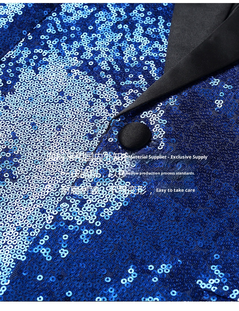 Robe de scène pour garçon, style européen et américain, paillettes dorées, version coréenne, vêtements pour hommes en boîte de nuit, animateur, maître de cérémonie, studio, témoin_voghion.com