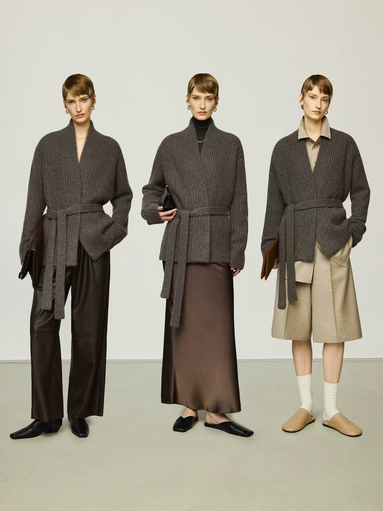 GraceChic GraceChic GraceChic Automne Hiver Nouveau Gilet court style peignoir en laine de yak épaisse ROW pour femme_voghion.com