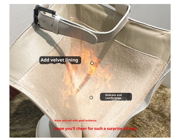 ShoeVault Genuine Leather Martin 2023 New British Style White Short For Women Spring And Autumn Mid-Calf Riding Boots With Fleece_voghion.com