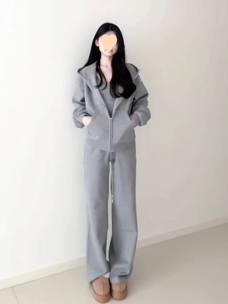 001 Women's Sports Suit Spring Autumn 2025 New Korean Style Loose Slim Fashionable Stylish Sweatshirt Casual Two-Piece Set_voghion.com