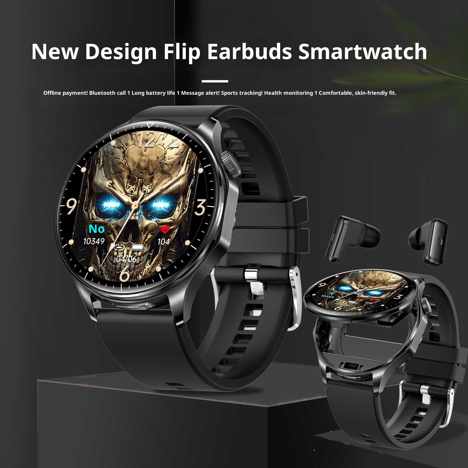 25 Years Upgraded Version Flip Cover Multi-Function Built-in TWS Bluetooth Earphone Smart Watch Two-in-One Bracelet_voghion.com