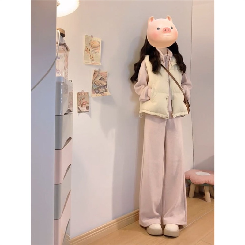 001 Koreaanse stijl meisje casual sportpak vrouwen lente en herfst high-end losse jeugdige mode sweatshirt petite tweedelig_voghion.com