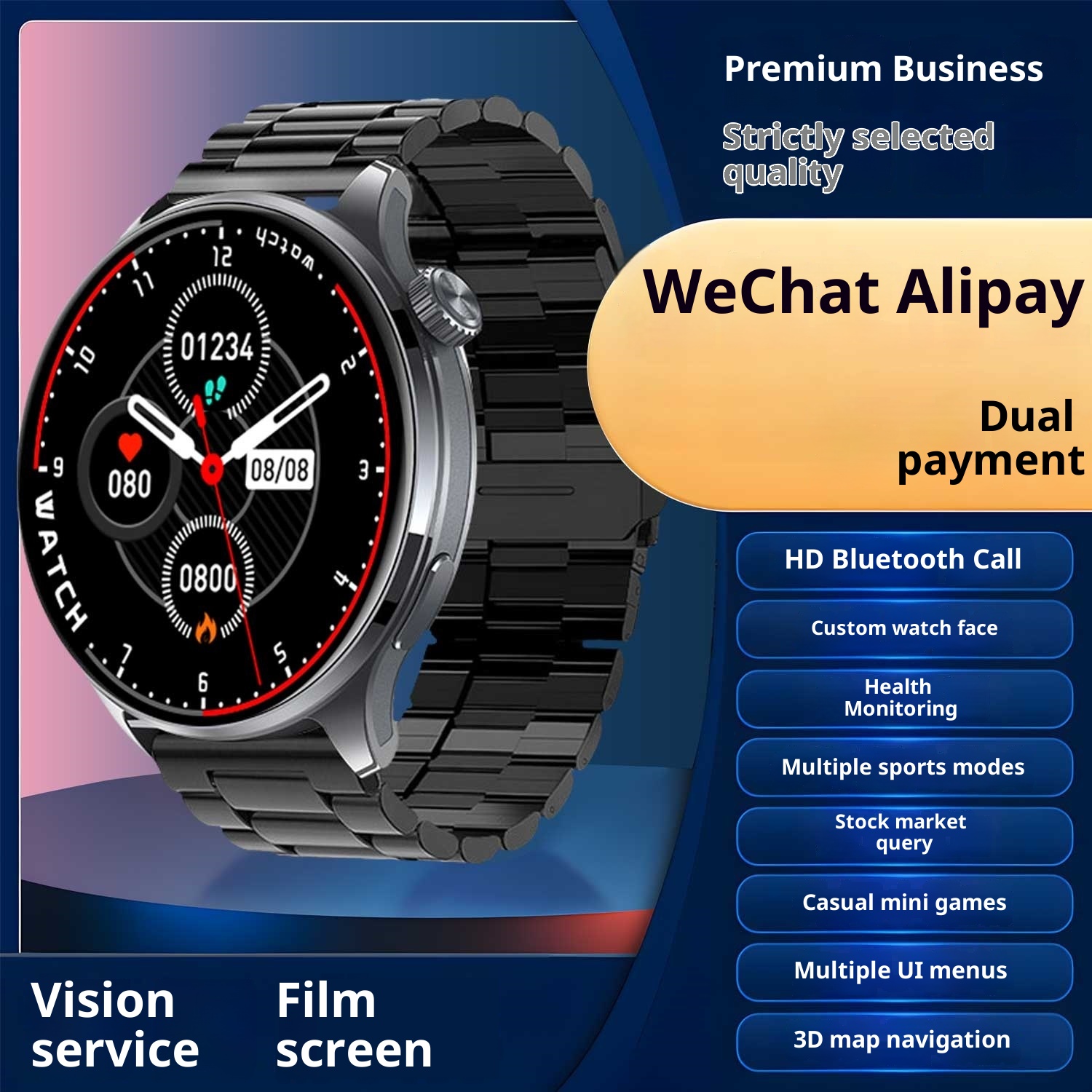 New Smart Watch High Edition Bluetooth Call Sports Navigation Dual Payment Multi-Function Bracelet_voghion.com