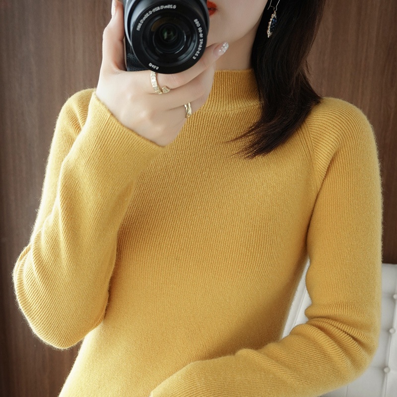 GraceChic GraceChic GraceChic Autunno Inverno Mezza Dolcevita Per Donna 2021 Nuova Maglia Base In Lana Manica Lunga Pullov Vestibilità Slim Maglia Spessa_voghion.com