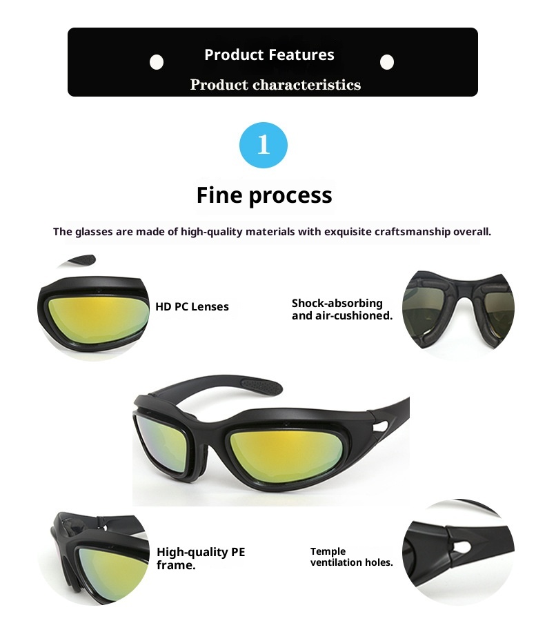 Set di occhiali tattici ActiveGo C5, per ciclismo, alpinismo, antivento, CS, antiproiettile, da tiro, alla moda_voghion.com