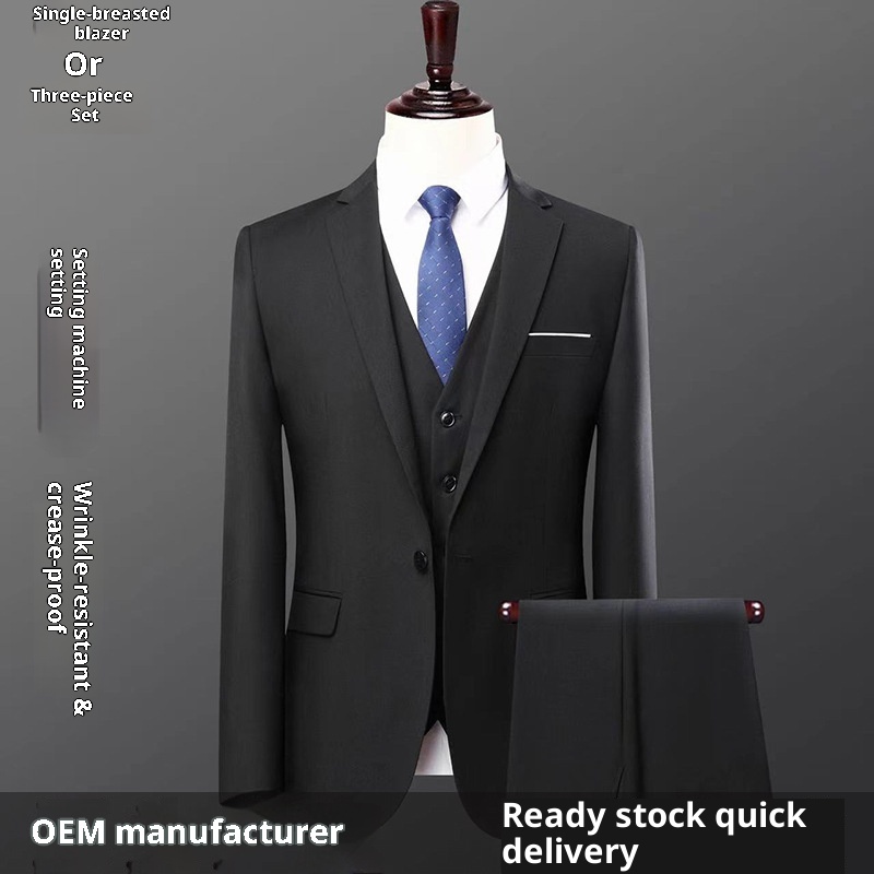 1 2025 Nuovo abito da uomo di alta gamma in stile coreano, formale, set da tre pezzi, blazer casual_voghion.com