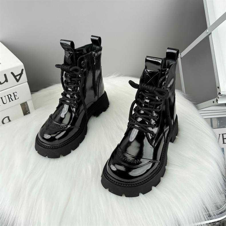 ShoeVault Martin originali con suola spessa da donna, stivali di lana in stile britannico, scarpe da donna in cotone calde alla moda per autunno inverno,_voghion.com